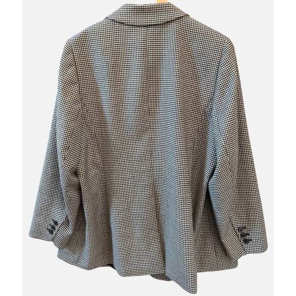 Talbots Plus Sz Black White Wool Houndstooth Blazer Single Button Preppy Classic - Picture 5 of 7